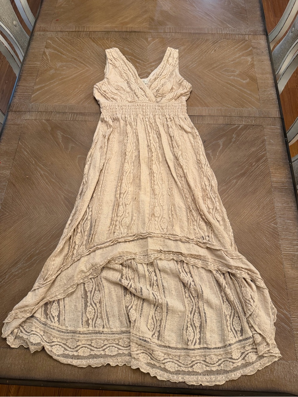 Dress Barn Cream Lace High-Low Maxi Dress